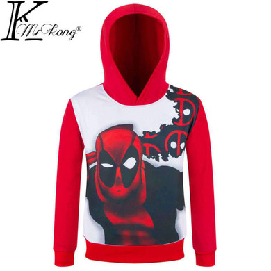 2017 New Fashion children Deadpool Hoodie kids super hero Hooded Sweatshirt boys girls anime Costumes super hero Jacket For Kids