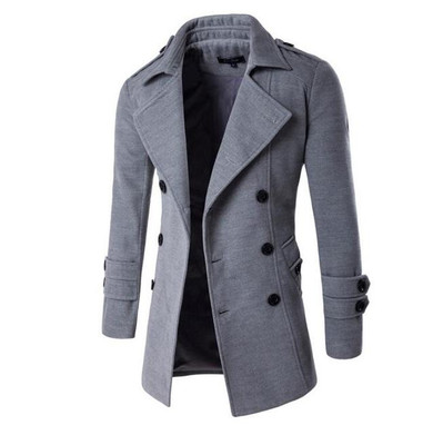 2017 New Fashion Autumn Winter Double Breasted Coats Long Trench Coat Peacoat Men Overcoat Pea Jacket Manteau Homme 9280
