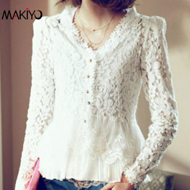 2017 New Plus Size Shirt Tops Women Long Sleeve Cotton Lace Blouses Embroidered Floral Blouse Shirts Blusas