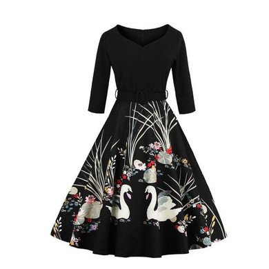 2017 New Pin Up Vestidos 3XL 4XL Plus Size Women Retro Casual Elegant Party Robe Rockabilly 50s 60s Vintage Polka Dress