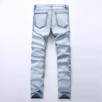 2017 New mens jeans brand destroyed hole jeans straight men's biepA jeans slim frayed denim true harem jeans for men