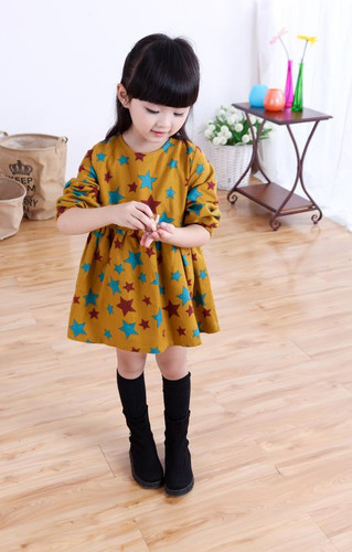 Fashion Baby Dress Long Sleeve Lolita Style Girls Clothes Spring Children Dresses For Girl Stars Printed Clothing girls clothes