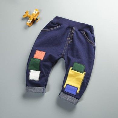 Fashion Autumn Baby Kids Children Boys Girls Infants Babi Casual Color Block Long Pants Full Length Trousers S5845
