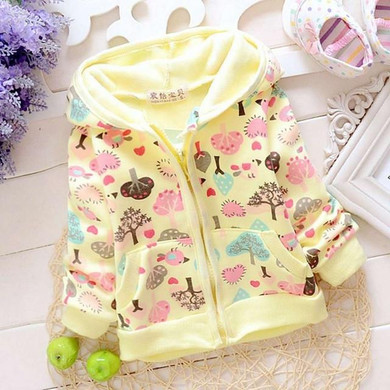 Fashion Autumn Baby Infants Girls Print Forest Casual Hoodies Hooded Jackets Cardigan Coat Outwear Coats Casaco S2339
