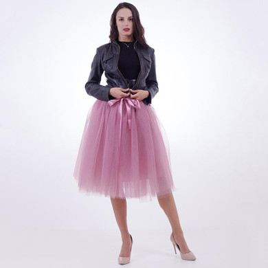Fashion and Elegant 7 Layers 65CM Midi Tulle Skirts Womens 2017 Summer Tutu Skirt Women Wedding Underskirt Petticoat Falda Tul