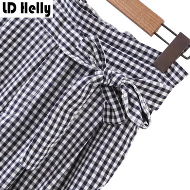 Fashion 2017 Women Plaid Pants Wide Leg Pants Female Elastic Waist  Bow Cozy Street Wear Casual Loose Ankle-Length Trousers