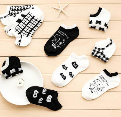 CAT summer comfortable cotton bamboo fiber girl women's socks ankle low female invisible color girl boy hosier 1pair=2pcs WS67
