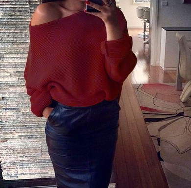 Casual Sexy Off Shoulder Knitted Sweater Women Candy Colors Pullovers Tops Jumper 2017 Winter Slash Neck Batwing Sleeve Knitwear