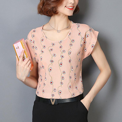 Casual Print Blouse 2017 Fashion Summer Blusas Feminina Clothe Women Blouses Chiffon Shirt Short Sleeve OL Ladies Top Plus Size