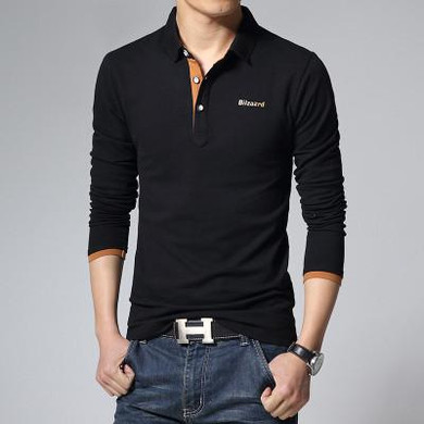 Casual Polo Shirt Men Fashion Letter Print Long-Sleeve Men's Polos New Arrival Fashion Brand Polo Shirts Man Hot-Sale Slim Polos