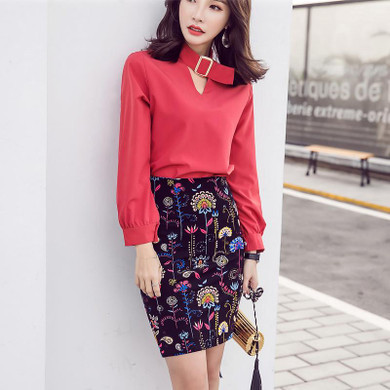 2017 Autumn Plus Size 5XL Step Pencil Skirt Saias Faldas Women Elastic High Waist Vintage Print Sexy Office Skirt Jupe Skirts