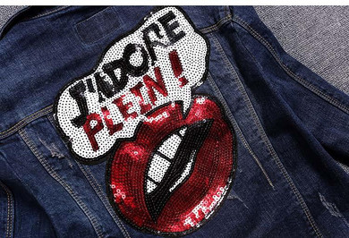 2017 autumn new arrive sequined denim jacket