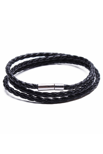 Something Strong Black Vegan Leather Bracelet