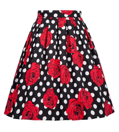 Skirts Womens Fashion Floral Print Pleated Retro Vintage 50s Skirts Pinup 60s Cotton Summer Rockabilly High Waist Women Skirt
