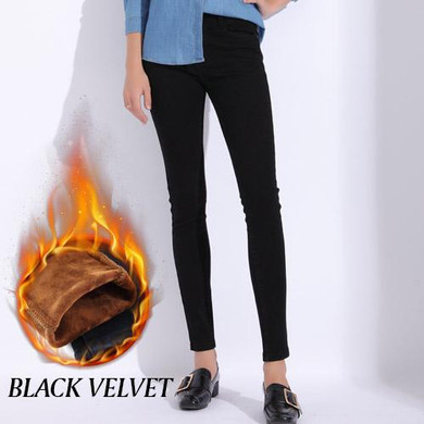 Skinny Black Jeans Woman 2018 Winter Warm Jeans For Women Plus Size Pencil Female Pants Jean Femme Women's Trousers Large Size