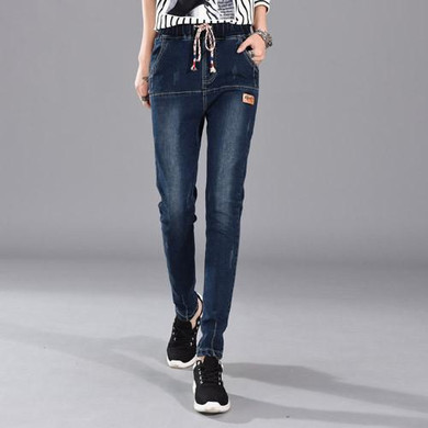 2017 Jeans Womens Elastic Cord Skinny Denim Long Cross-pants Loose Plus Size 40 Woman Jeans Camisa Feminina Lady Fat Trousers