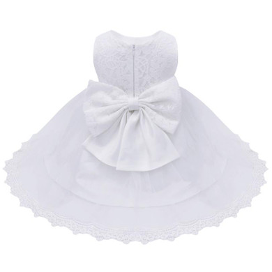 2017 Infant Baby Girls Flower Dresses Christening Gowns Newborn Babies Baptism Embroidered Princess Birthday White Bow Dresses