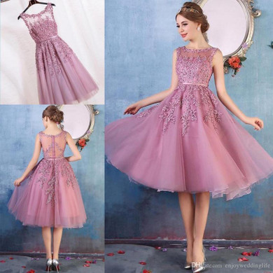 2017 New Sleeveless Knee Length Cocktail Dresses Lace Appliques Beaded Short Party Evening Gowns Robe De Cocktail Dress Vestido