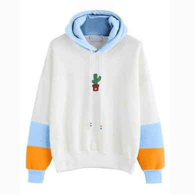 2017 Fashion Hoodie Women Long Sleeve Cactus Print Hoodie Sweatshirt Hoody Pullover Tops Blouse Cotton Blend Jumper Hoodie Women