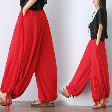 2017 Fashion Cotton Wide Leg Pants Big Size Casual Trousers Solid Color Loose Pants