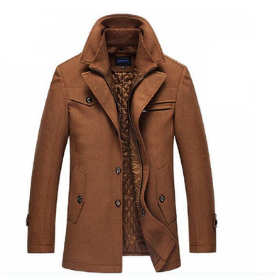 2017 Brand Mens Wool Winter Coat Slim Fit Jackets Fashion Outerwear Warm Man Casual Jacket Overcoat Thick Coat Plus Size M- 4XL