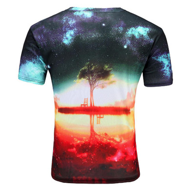 Space Galaxy T-shirt Men/Women Harajuku Hip hop Brand T-shirt 3d Print Nightfall Tree Summer Tops Tees T shirt dropship