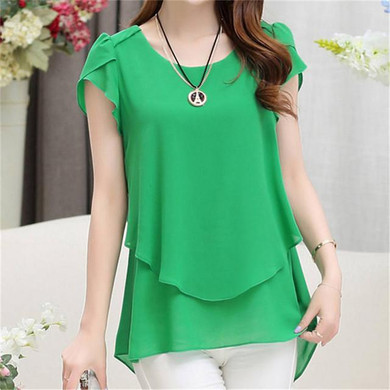 Soperwillton New 2017 Blouse Shirt  Feminina Short Sleeve Chiffon Blouses Women Clothing Summer Female Plus Size Blusas Top #A00