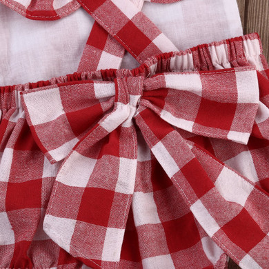 2016 Newborn Infant Kids Baby Girl Bodysuit 0-18M Cute Girls Toddler Kids Clothing Red Plaid Bebes Outfit Clothes