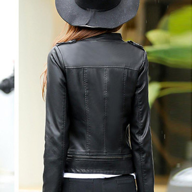 2016 New Women PU Leather Short Jacket Slim Spring Autumn Fashion Punk Outwear Long Sleeve Motorcycle Jackets Coat JL