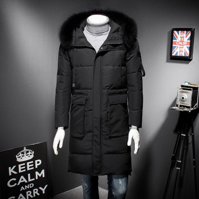 2017 winter Men's casual Hooded 90% white duck down down coats jackets Men's thick zipper down cotton-padded jacket trench coat
