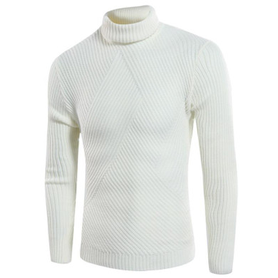 2017 Winter Male Solid Slim Fit Pullover Gray White Sweater Male Turtleneck Men Brand Knitted Warm Sweater Pull Homme Marque
