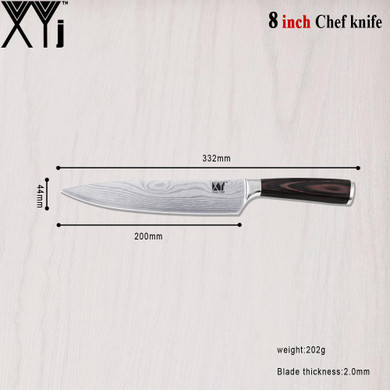 2017 High Sale Cooking Tools 8" XYJ Brand Professional Chef Knife Color Wood Handle Kitchen Knife Sharp Stainless Steel Knife