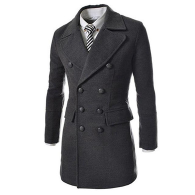 2016 New Fashion Autumn And Winter Double Breasted Long Trench Woolen Coat Men Windbreaker Jacket Overcoat 13M0178