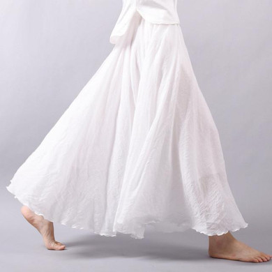 2016 Fashion Brand Women Linen Cotton Long Skirts Elastic Waist Pleated Maxi Skirts Beach Boho Vintage Summer Skirts Faldas Saia