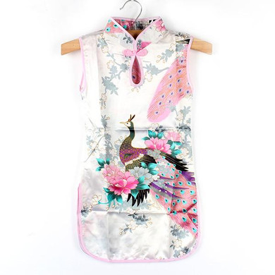 2017 New Summer Chinese Qipao Child Girls Baby Peacock Cheongsam Floral Pattern Dress 2-8Y Clothes Hot