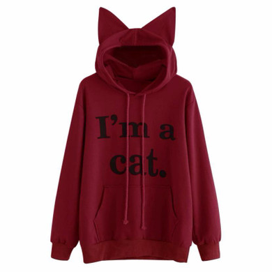 2017 New style Womens Kawaii Cat Long Sleeve Hoodie Harajuku Sweatshirt Hooded Pullover Tops Blouse Poleron Mujer jd4