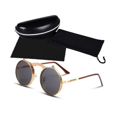 2016 Vintage Steampunk Sunglasses Round Designer Steam Punk Metal Glasses Women And Men Retro Circle Sun Glasses Oculos de sol