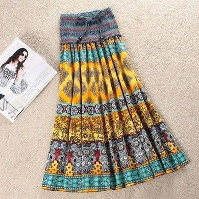 2016 Vaction Fashion Women Summer Spring New Fashion Beach Bohemian Floral Women Long Skirts Floral Skirt
