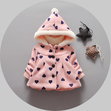 2016 new Winter autumn girls jacket love wave point baby coat cotton clothes for newborn hooded baby girl coats and jackets