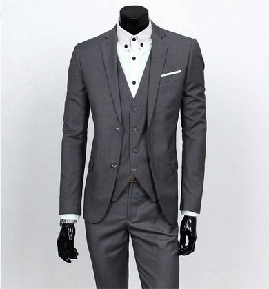 2016 New Two buttons Notch Lapel Groom Tuxedos Groomsmen Men's Wedding Suits (Jacket+Pants+Vest+Tie)