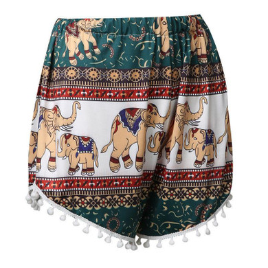 2016 New Style Exotic Women Short Lady Sexy Hot Shorts Summer Casual Elephant Printing High Waist Summer Shorts