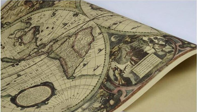 retro World Map Nautical Ocean Sea maps vintage Kraft Paper Poster Wall Chart  Sticker Antique Home decor Map World 70x51cm