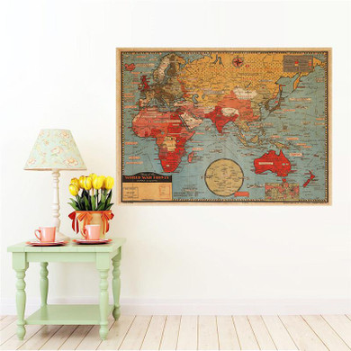 Retro Vintage Poster World War Situation Map Wall Decor Decorative Painting Kraft Paper Poster Vintage Greeting Card