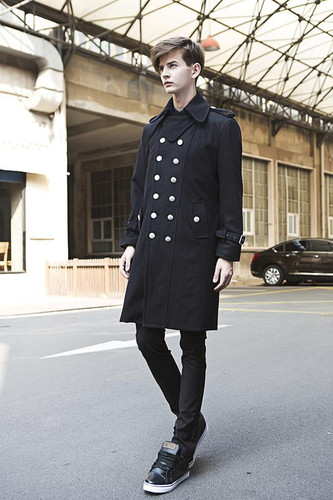 Retro Vintage Men's Double Breasted Trench Coat Overcoat Jacket Wool Outerwear Winter Military Black