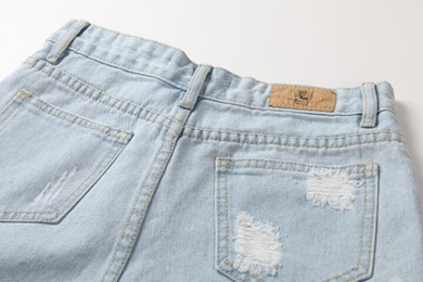 Retro Summer Women Girls Blue High Waist Jeans Casual Denim Shorts Embroidery Loose Shorts