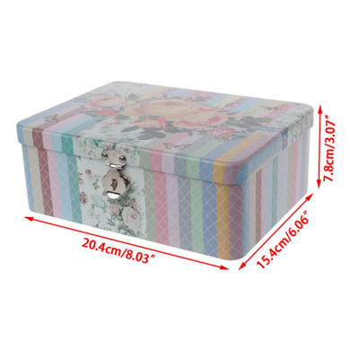 Retro Storage Box Lock Case Tea Candy Storage Tin Box Coin Box Home Office Jewelry Container Maquiagem Sundries Desk Organizer