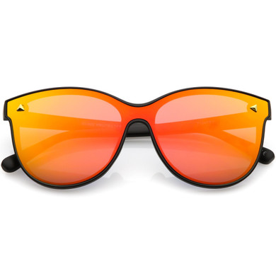 Retro Modern Horned Rim Colored Mirrored Lens Sunglasses C399
