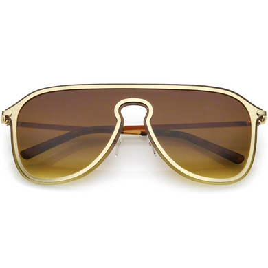 Retro Modern Futuristic Rimless Shield Aviator Sunglasses C541