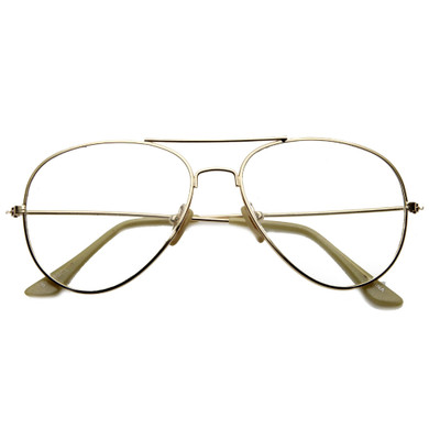 Retro Full Metal Aviator Dapper Clear Lenses Glasses