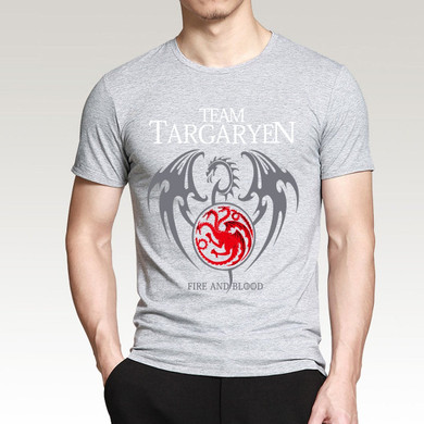 2017 Summer Men Short Sleeve Shirt 100% Cotton Male T-Shirts Game of Thrones Targaryen Fire &amp; Blood Men T Shirt Brand-Clothing